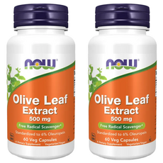 Now 橄欖葉萃取膠囊, 標準化 6% 萃取, 500mg, 全素, 60顆, 2罐