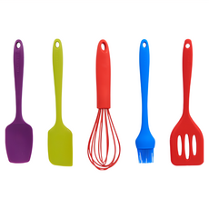 Colourworks 矽膠烘焙器具5件套 耐熱260度C, 抹刀 + 刮刀 + 打蛋器 + 油刷 + 漏勺, 多色, 1組