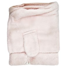 kontex 垂耳小羊純棉連帽浴巾, 柔軟親膚, 60x120cm, 日本製造, 有機棉花, 粉色, 1件