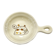 ins 奶油色卡通小清新醬料碟, 貓咪款, 陶瓷材質, 帶手柄, 1個