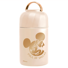 MICKEY MOUSE 米奇 手提真空燜燒罐 - 金色米奇 #304不鏽鋼, 香檳白, 1.05L, 1個