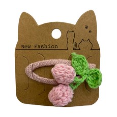 SY(童)造型BB夾吊飾-粉 手工編織 多功能髮飾