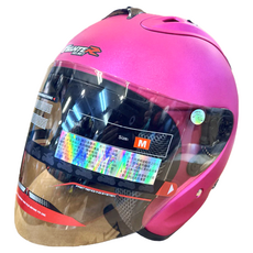 普通型露臉式機車防護頭盔 含一層護目鏡 R3-A6, 消光桃紅色