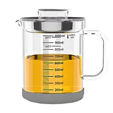 Besthot 多功能不鏽鋼玻璃濾油壺 304不鏽鋼+玻璃材質, 1L, 1個