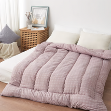 BELLE VIE 日系小清新 經典格紋 可水洗冬被 棉被 粉色, 210 x 180cm