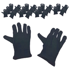 純棉作業黑手套，100%棉布，12雙入，尺寸24公分, 黑色, 1組