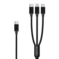 iBRIDGE 3合1 PD Type-C快速充電線, 支援100W大功率, PD2.0 QC3.0快充, 480Mbps高速傳輸, 防纏繞抗拉繩, 30cm, IBA007, 1條