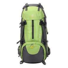 火焰馬 60L 多功能登山包 超大容量 透氣排汗 耐磨抗撕裂 後背鋁合金鋼板支撐, 外63 x 30 x 18cm, 綠色