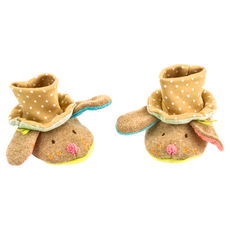 Moulin Roty 棕狗寶貝飽暖鞋套, 0-6個月, 16 x 14 x 3cm, 棕