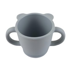 SiliPot 鉑金矽膠熊讚雙耳水杯 韓國製造 底部加厚設計, Gray, 1個, 215ml