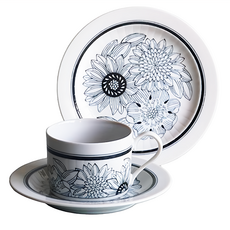 AWASAKA 粟坂 花卉杯盤3件組 ANTICO Flower 陶瓷咖啡杯碟套裝, 花束, 1組