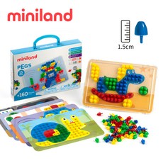 Miniland 1.5cm 小拼豆幼童160顆學習組 PEGS, 1盒, 多色