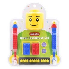 OXFORD 樂高 積木牙刷套裝 含2個牙刷和2個牙刷架及漱口杯, 1組