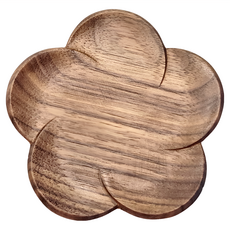 日式花形胡桃木杯墊 實木隔熱, 胡桃木色, 1個