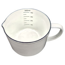 日式加厚琺瑯量杯 露營杯, 500ml, CALF0132WTM, 1個