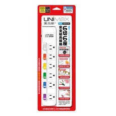 UNiMaX 美克斯 6切6座3P延長線 台灣製造 BSMI認證 L型插頭, 1.8m, 白色, 1個