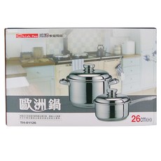 潔豹 歐洲鍋 雙耳湯鍋 TH-01126 304不鏽鋼, 26cm, 銀色, 1個