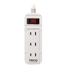 TECO 東元 一開三插轉接電源線組 1650W 過載保護自動斷電, 1.8m, 白色, 1個