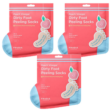 FRUDIA 給足面子 桃氣3D嫩足膜, 溫和去角質, 舒緩足部疲勞, 40g, 1雙, 3包