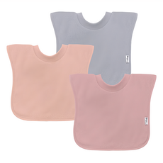 green sprouts 小綠芽 三層吸水防水純棉口水巾圍兜/吃飯圍兜3件組 草莓牛奶 親膚柔軟, 1組