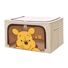 Disney 迪士尼 收納箱 22L, 大頭維尼 奶茶色, 1個