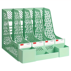 4格莫蘭迪色文件收納架, 綠色, 1個