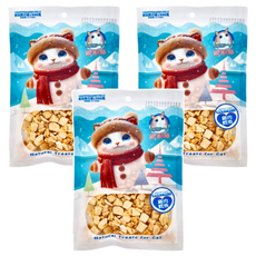 歐姆貓 海陸原肉凍乾粒 雞肉鱈魚袋裝, Reducible Freeze-dried Chicken Cod Cubes for Cats, 雞肉 + 鱈魚, 25g, 3包