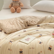 夢之語 石墨烯針織豆豆絨被 可水洗, 柏林棕熊