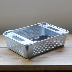 TRUSCO 網狀附把手鍍鋅置物盒, 銀色, 1個