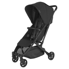 UPPAbaby 美國 MINU V2 魅力都會時尚推車 輕便型折疊 單手收合 170度平躺 真皮皮革防撞桿 橡膠泡綿輪胎, 黑色, 1個