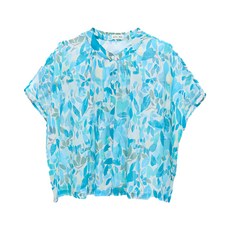 in Blooom 印花樂 透膚寬版上衣 山羌迷藏 湖水藍 胸圍150cm 衣長57cm 100%純棉