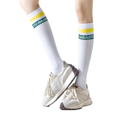 PORA BELLA 女款色彩條紋運動壓力襪, 黃色, 26cm