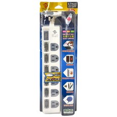 WeiTien 威電 過載斷電7開6座電源線組, 防雷擊突波吸收, 2.7m, CK3762, 1個