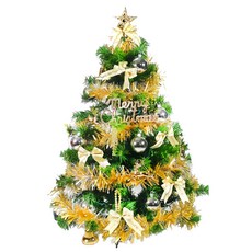 耶誕豪華型裝飾聖誕樹+金銀色系配件 不含燈, 綠色