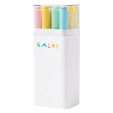 KaCO KALOr 綺采 方頭圓頭兩用粗細色彩馬克筆套組 12色 PP塑膠 高密度纖維筆頭 油性防水墨水, 1組