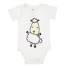 微笑抱抱羊 短袖包屁衣, 95%竹纖維, 18~24個月