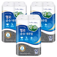 Hello Products 純天然捲筒衛生紙, 27m, 12捲, 3袋