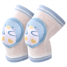 Mass 生活好物 寶寶護膝 防滑透氣網眼 爬行防摔學步護具, C藍色企鵝, 1雙