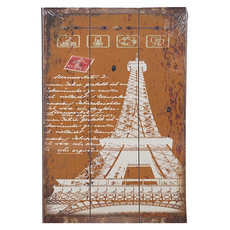 OPUS LOFT 純真年代 復古木板畫 木質密度板, 40 x 2 x 60cm, 巴黎鐵塔