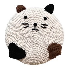 米特薩 圓墊針織坐墊套, 三花貓 米白色 + 棕色 + 黑色