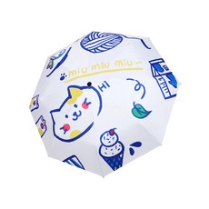 KissDiamond 日式童趣圖繪晴雨兩用黑膠自動傘, 貓咪