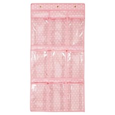 iSFun 牛津點點內衣透視收納9格掛袋, 1個, 粉色