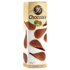 36Chocolas 比利時榛果牛奶巧克力圓脆片, 125g, 1盒