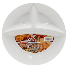 圓型3分隔餐盤 K653-1, 白色, 1個