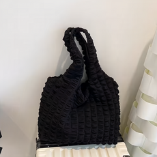 SCHON 格子側肩包 - 滌綸材質, 黑, 1個