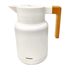miWORKS 米沃 北歐木柄保溫壺 贈濾芯 白色, 1.3L, 1個
