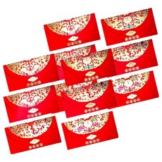 摩達客 農曆春節開運 高級吉祥圖騰紋燙金橫式藝術紅包, 12個