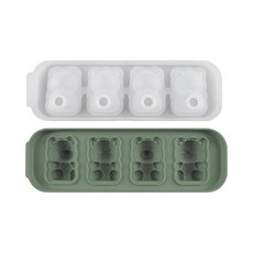 SiliPot 鉑金矽膠熊熊製冰盒 造型冰塊 巧克力 小蛋糕 韓國製造, 鼠尾草綠, 1組, 78 x 245 x 45mm