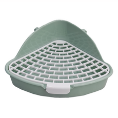 Carno 卡諾 角落型圓弧兔便盆-綠色, 可置木屑砂、紙砂、貓砂, 角落型附掛勾, 顏色可愛美觀, 可置於籠子的角落不佔空間, 容易清洗, 適合兔子、天竺鼠, 1個