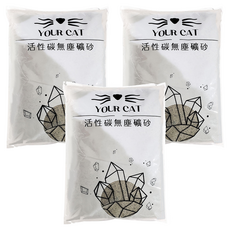 YourCat 你的貓 原礦破碎砂 活性碳無塵礦砂, 6kg, 3包, 無味